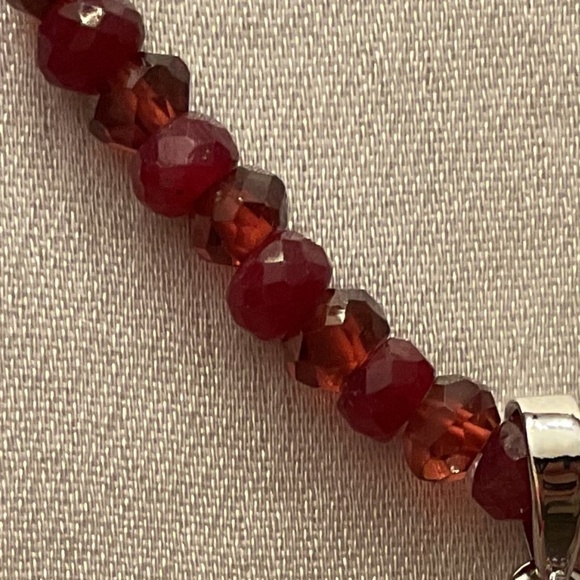 Sterling Silver 925 Ruby/Red Garnet Necklace Earrings set New - Picture 8 of 8